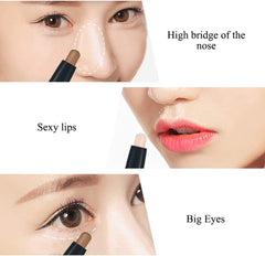 Double Head 2 Colors Comestic Contour Stick Pen Highlight Brightening Concealer Pen Pencil Nose Eye Shadow 3D Face Bronzer Pen Perfect Concealing Blemish