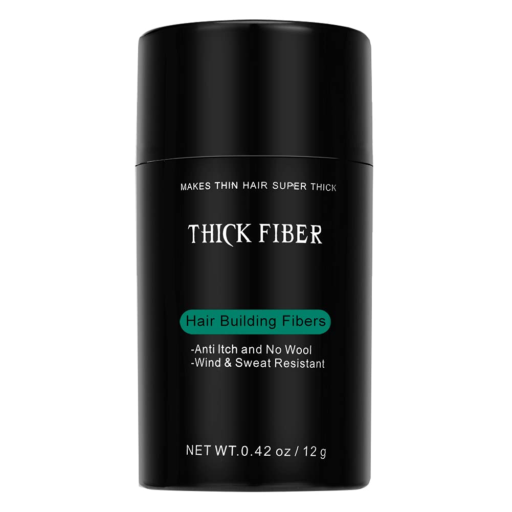 THICK FIBER Hair Building Fibres (Pack of 1, BLACK) Hair Fibres for Thinning Hair | Hair Powder for Thinning Hair 12g Bottle | Make Hair Look Thicker in Seconds with hair filler | for Women & Men