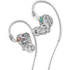FiiO FA9 Earphone Wired Headphones in-Ear HiFi 6BA with Detachable MMCX monocrystalline Silver-Plated Copper Cable DLP Hi-Res for Smartphones/PC/Laptop/Tablet - Clear