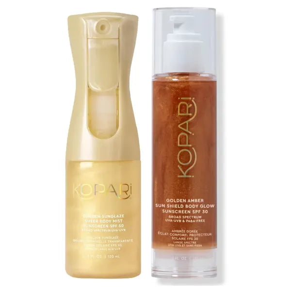Kopari Golden Sunglaze Sheer Body Mist Sunscreen SPF 50 & Sun Shield Body Glow Broad Spectrum SPF 30 In Golden Amber