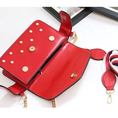 Beatfull Designer Bee Purse Fashion Crossbody Bags with Pearl for Women Pu Leather Shoulder Clutch Handbags - Red