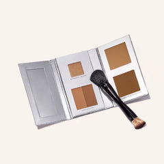 Woosh Beauty, The Fold Out Complexion Palette w/Secret Brush, Travel All in One Neutral Cream & Powder Kit, 4 in 1 Nested Makeup Brush (#4 Medium Deep)