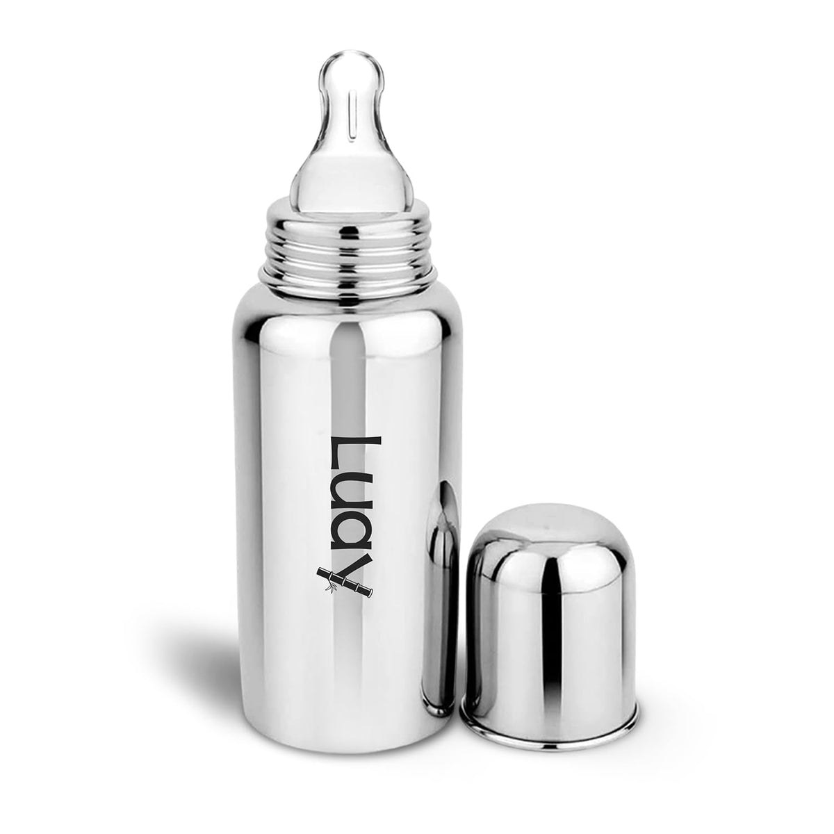LUAY Baby Steel Feeding Bottle 250ml | Baby Milk Bottle with Advanced Anti Colic Valve, BPA Free, Soft Silicone Teat, Wide Neck for Babies/Infants/Newborns Available Single of 0-2 Years