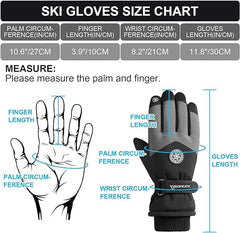 CLENEA Winter Gloves, Ski Gloves for Women Men, Waterproof Windproof Touchscreen Snow Gloves with Wrist Leashes, Keep Warm for Snowboard Skiing and Cycling