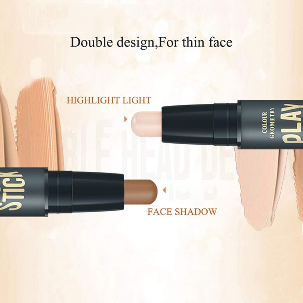 Double Head 2 Colors Comestic Contour Stick Pen Highlight Brightening Concealer Pen Pencil Nose Eye Shadow 3D Face Bronzer Pen Perfect Concealing Blemish