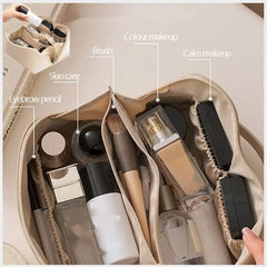 Necomi Large-Capacity Travel Cosmetic Bag, ® Leather Makeup Bag | Waterproof Portable Cosmetic Bag | Multifunctional Storage Makeup Bag | Travel Cosmetic Bag