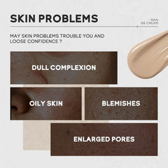 Hydrating Men BB Cream SPF 15 PA++, Full-Coverage Foundation&Concealer, Mens Face Moisturizer Cream, Face Makeup for All Skin Types, Evens Skin Tone, Oil Control and Cover Flaws, Natural 240