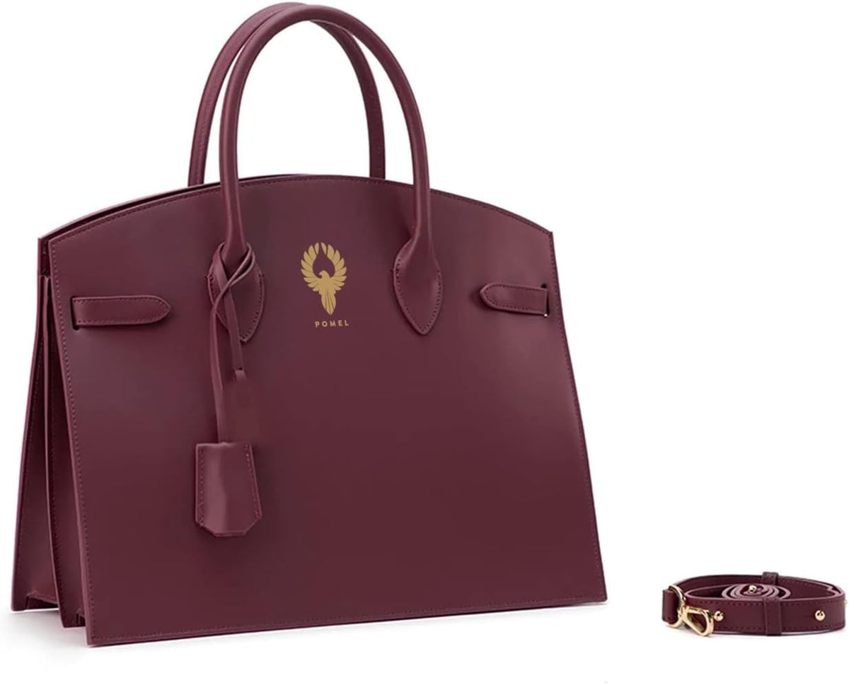 POMEL Europian Style Women's Soft PU Leather Tote Bag Purse Handbags Wallet Tote Shoulder Bag Purse Large Capacity Bag - Maroon