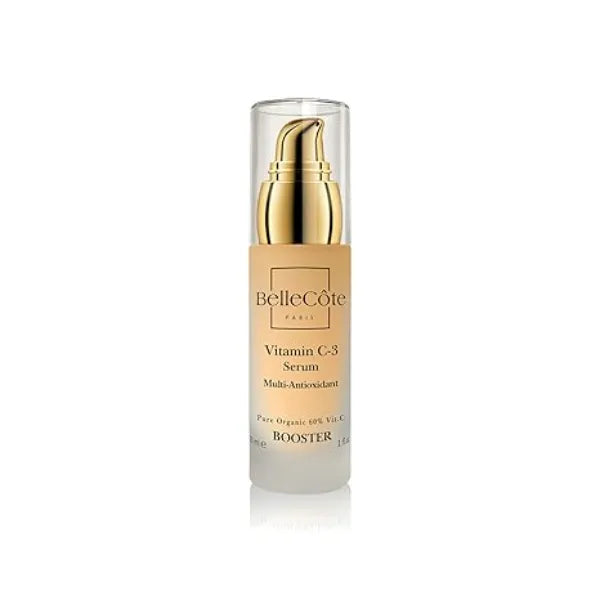 BelleCôte Paris Organic Vitamin C3 Booster Serum Natural Multi Antioxidant Concentrated Facial Serum, Reduce Wrinkles, Dark Spots & Protect From Sun Damages, UVA & UVB Skin Care Face Serum for All Skin Types 30ml