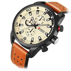 CURREN Men's Sports Waterproof Leather Strap Wrist Watch 8250 (Yellow)