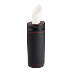 MiOYOOW Car Tissue Tube, Cylinder Tissue Box Diameter 2.75'' PU Leather Round Tissues Container for Car Cup Holder, Up to 30 Count Tissue