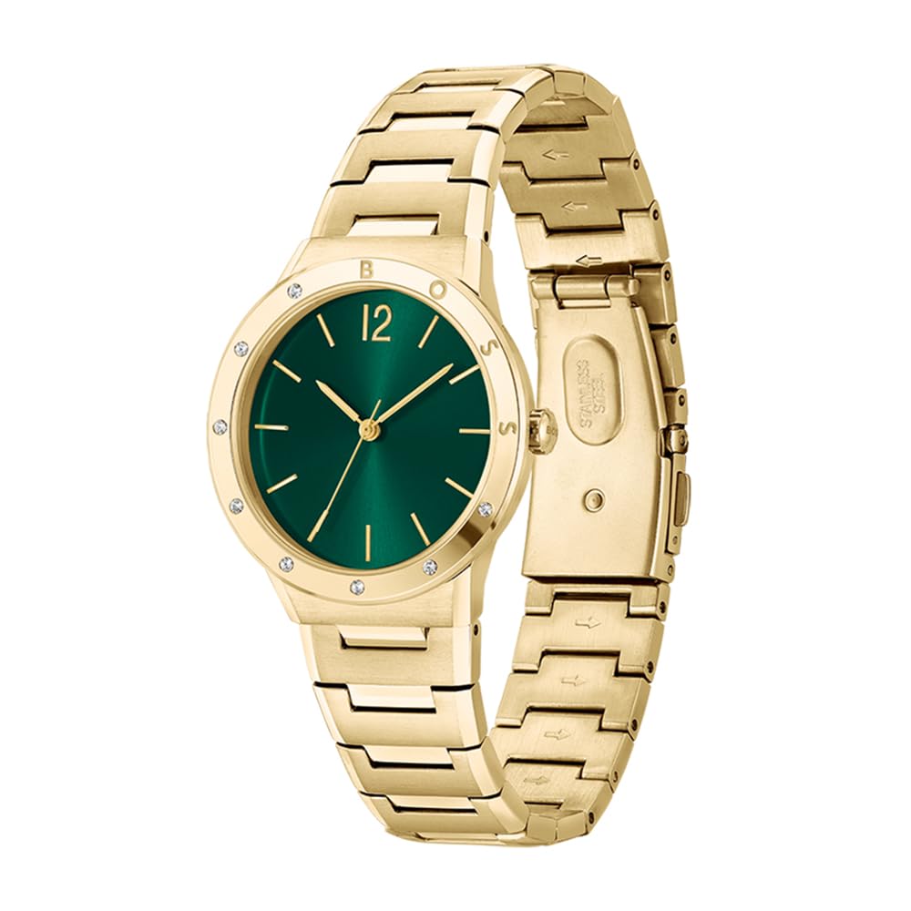 Hugo Boss BREATH Women's Watch, Analog - Gold / Green