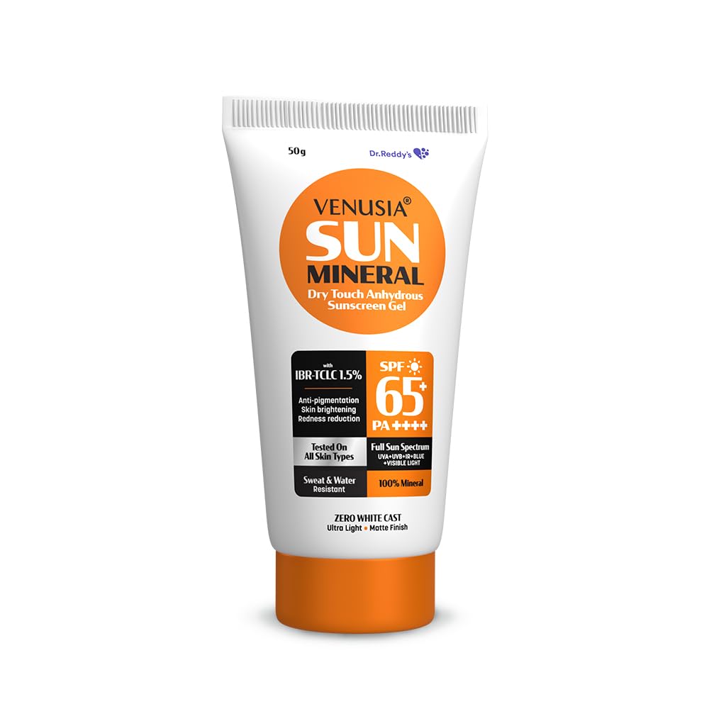 VENUSIA Dr. Reddy's Mineral Sunscreen SPF 65 : Full Spectrum Protection - UVA, UVB, Blue Light, Visible Light : Dermatologist Recommended : For Anti-pigmentation : Sun Damage Repair : Suitable for All Skin