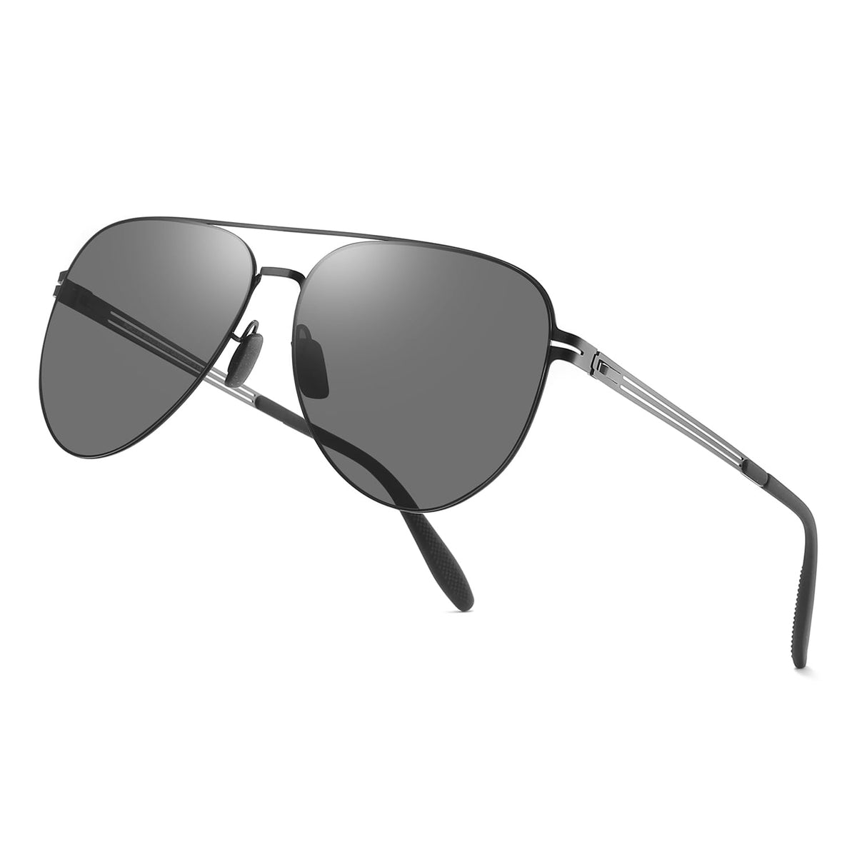 PUKCLAR Polarised Men Sunglasses Pilot Sunglasses Lightweight Stainless Steels Frame Retro Sun Glasses with UV400 for Driving, Fishing, Hiking