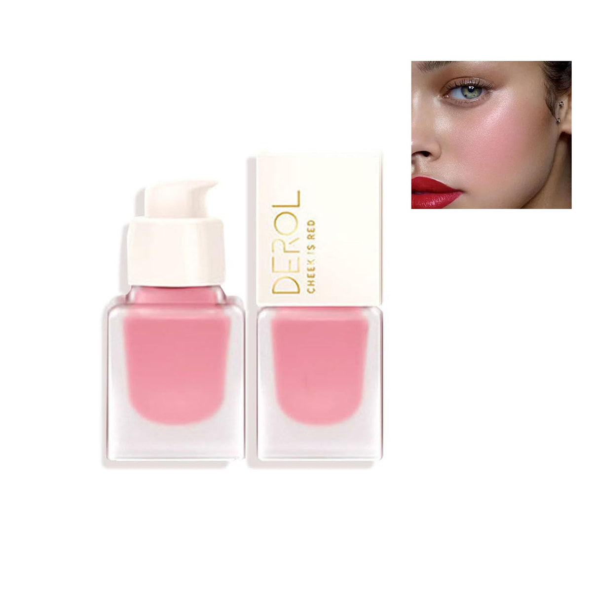 DEROL Liquid Blush Mousse Cream Blushes For Cheeks Face Palette Bronzer Highlighter Shape Contour Stick Moisturizing And Breathable Matte Finish Long-wearing Waterproof (Love Me 01#) Pack Of 1, 19 ml