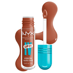 NYX Professional Makeup Lip IV Hydrating Gloss Stain, Lip Gloss, Up to 12HR Hydration, High Pigment, Wet Shine Finish, Caramel Drip