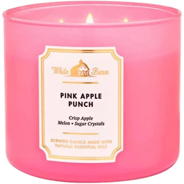 Bath & Body Works White Barn 3-Wick Candle w/Essential Oils - 14.5 oz - 2022 Spring Scents! (Pink Apple Punch)