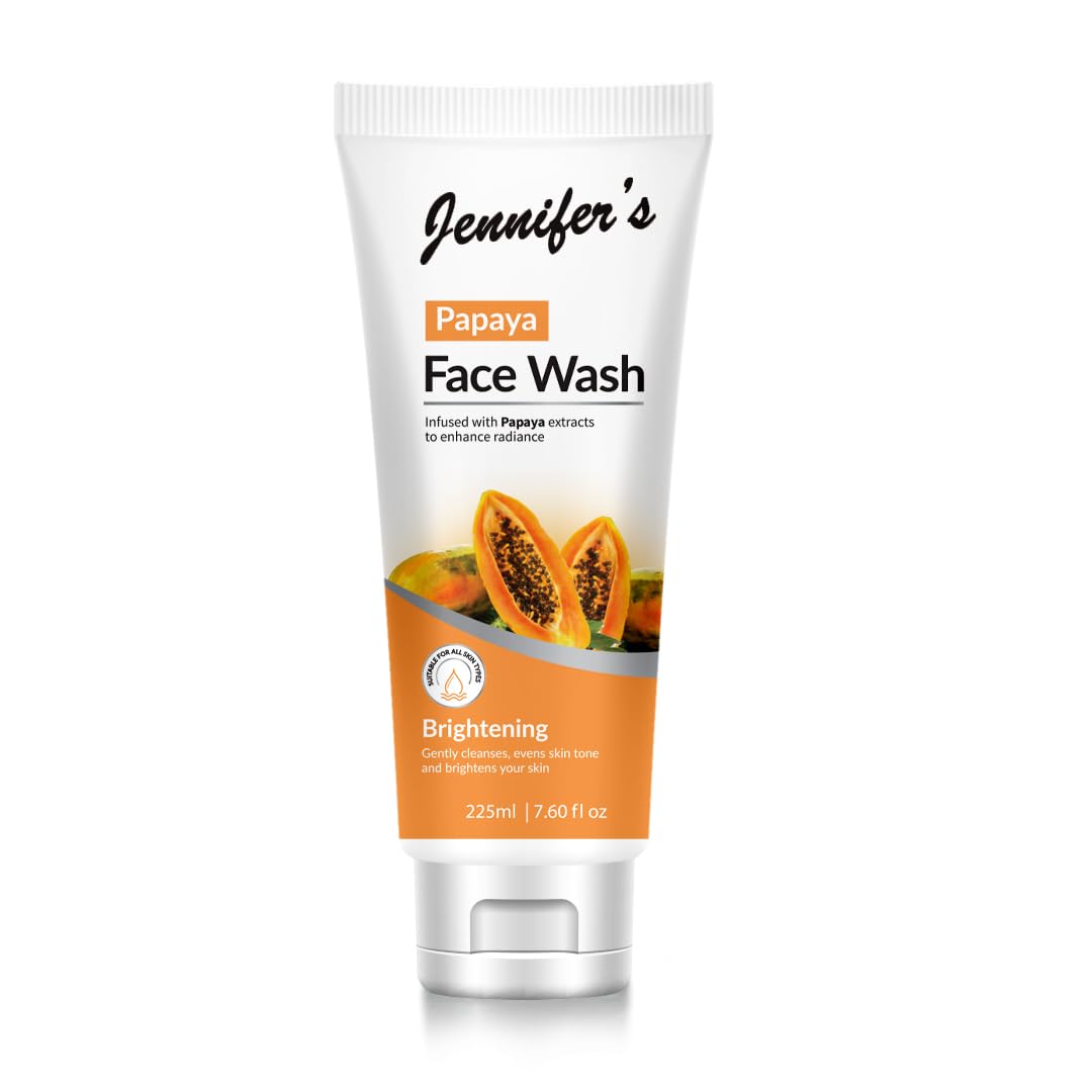 Jennifer's Face Wash Papaya 225 ML - Brightening, Papaya Extract Infused, Gentle Cleansers, Even Skin Tone, For All Skin Types