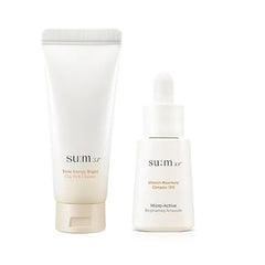 SU:M One Minute Clay Mask Time Energy Pack Cleanser for Enlarged Pores & Micro Active Toning Ampoule High Potency Serum for Immediate and Firming