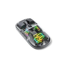 Porodo Transparent Dual-Mode Wireless Mouse RGB Light, Magnetic Cover, Adjustable DPI - Black