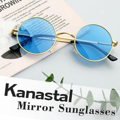 KANASTAL Hippie Round Polarized Sunglasses for Women Men, Small Circle Sun Glasses Classic Vintage Retro Shades Metal Frame UV400 Protection