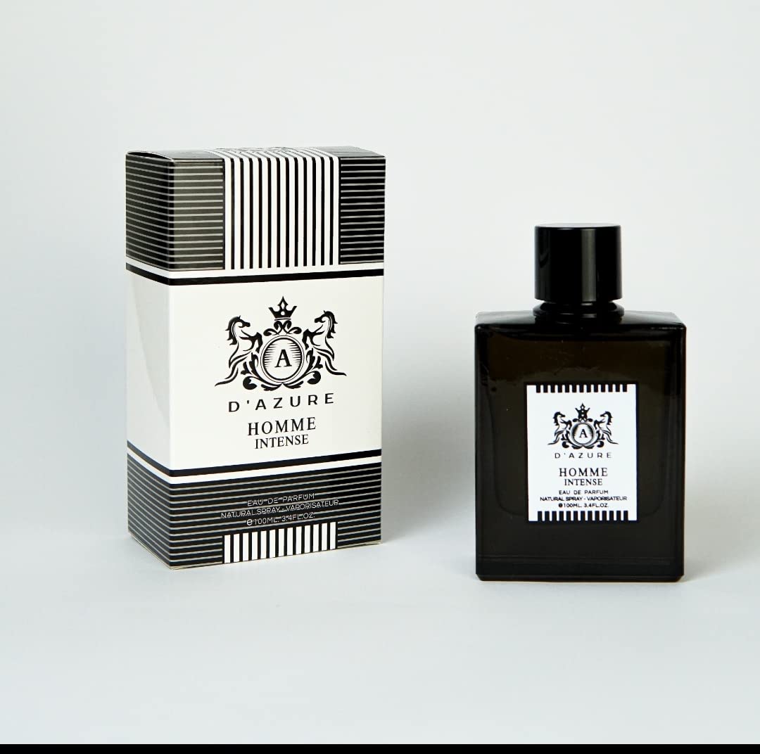 Homme Intense Scent by D'Azure Fragrance For Men 100ml Top Notes are Cinnamon Nutmeg Cardamom and Grapefruit with Lavender Licorice Sandalwood Amber Patchouli and Haitian Vetiver as other Notes