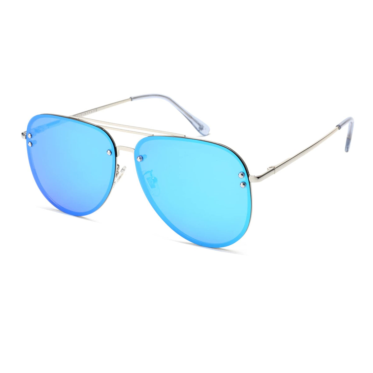 VIVIENFANG Premium Rimless Oversized Aviator Sunglasses for Women, Polarized PC Lens UV Protection Womens Shade VF2203