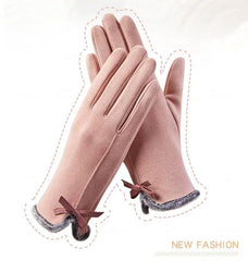 CasRmia Winter Gloves for Women Windproof Gloves Warm Gloves with Luxuriously Lined，Touchscreen gloves with butterfly bow elegant and fashionable - Pink