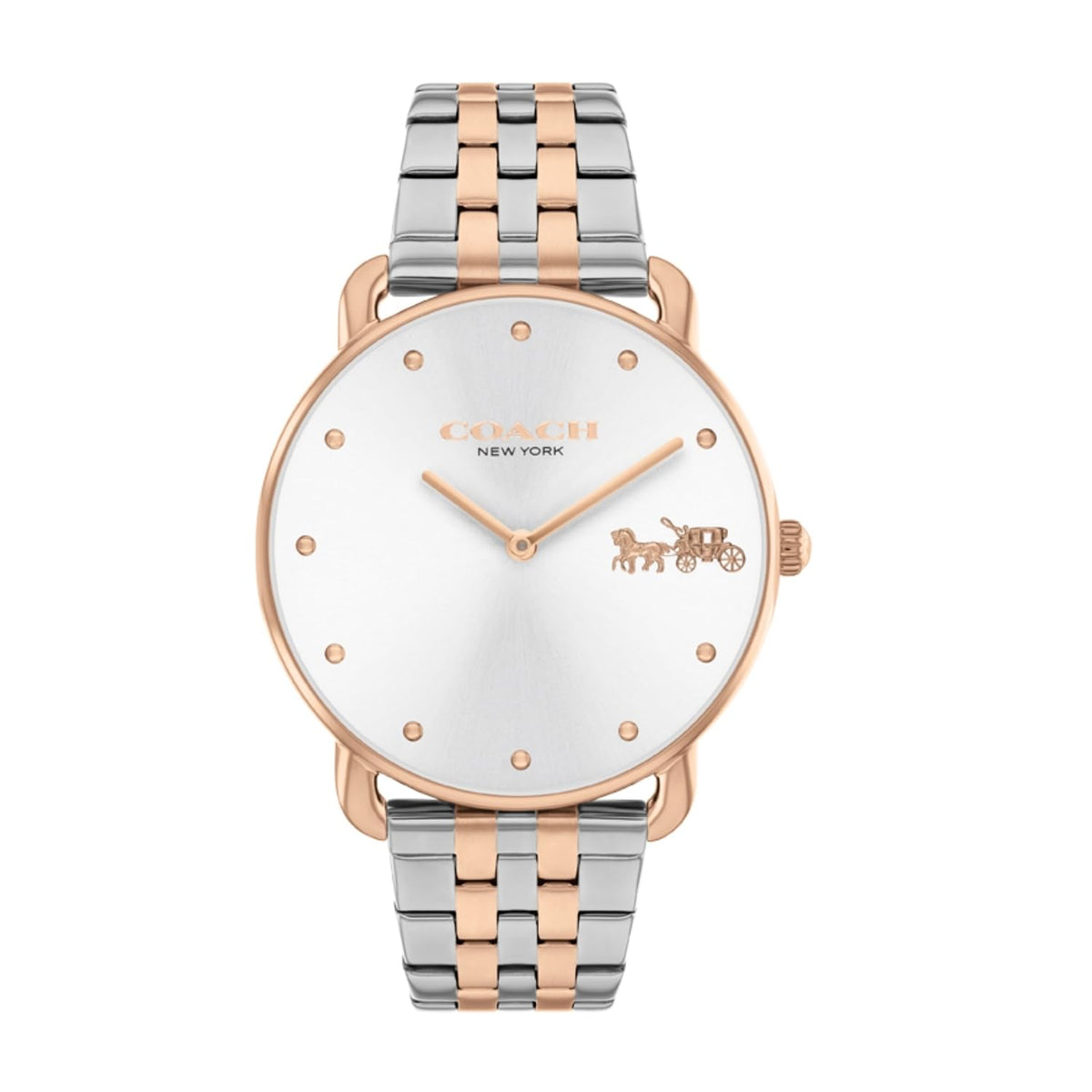 COACH WOMEN'S SILVER WHITE DIAL IONIC PLATED ROSE GOLD STEEL BRACELET WATCH - 14504293