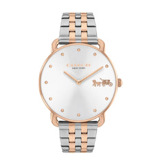 COACH WOMEN'S SILVER WHITE DIAL IONIC PLATED ROSE GOLD STEEL BRACELET WATCH - 14504293