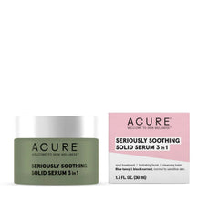 Acure Seriously Soothing Solid Serum 3 in 1 - Makeup Remover Cleansing & Chapped Dry Skin Relief - Hydrating Facial Balm Infused with Blue Tansy & Black Currant - Dry to Sensitive Skin - 1.7 Fl Oz