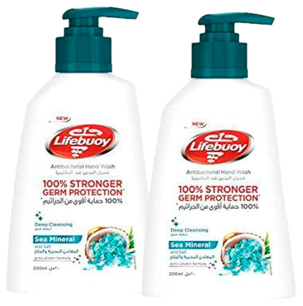 LIFEBUOY Antibacterial Hand Wash, Sea Mineral, for 100% stronger germ protection* & hygiene, 200ml x 2