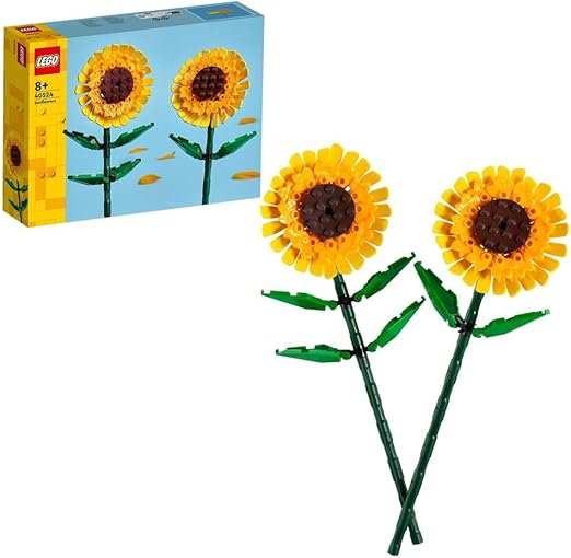 LEGO Sunflowers, Yellow Artificial Flowers Building Set, Display as a Bedroom Accessory or Floral Bouquet Home Decoration, Gift for 8 Plus Year Old Girls, Boys and Teenagers 40524