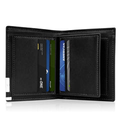 Cshidworld Men's Full Grain Leather Wallet - Ultra-Slim RFID Blocking Bifold with 7 Card Slots & 1 ID Window