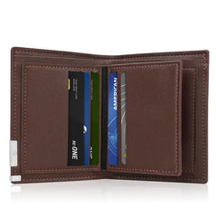 Cshidworld Men's Full Grain Leather Wallet - Ultra-Slim RFID Blocking Bifold with 7 Card Slots & 1 ID Window