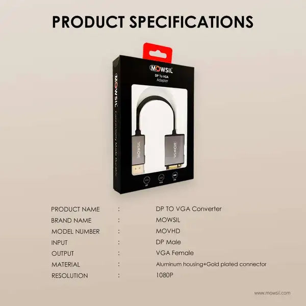 Mowsil DP to VGA Converter Adapter