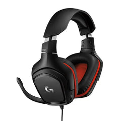 Logitech G332  Wired Gaming Headset, Rotating Leatherette  red black (981-000757)