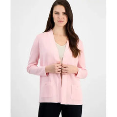 Anne Klein Womens Malibu Fine Rib Open Front Cardigan, Stylish Lightweight Layering Piece