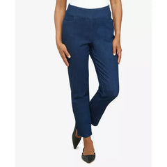 Alfred Dunner Petite Mid-Rise Pull On Straight Leg Denim Pants, Petite & Petite Short