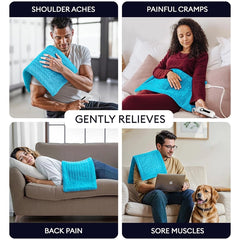 COWIN Double-Sided Heating Pad 12"x24" – 3 Heat Settings for Neck, Shoulders, and Full-Body Relief - Light Blue