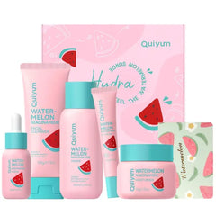 QUIYUM Watermelon & Niacinamide Skin Care Set for Teens & Women, Hydrating Glow Up Facial Routine Gift Kit