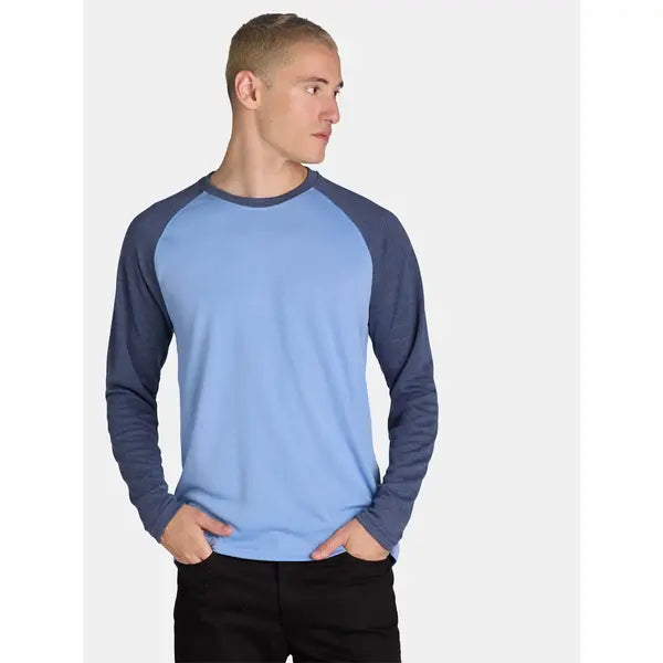 George Men's and Big Men’s Raglan Crewneck Tee with Long Sleeves