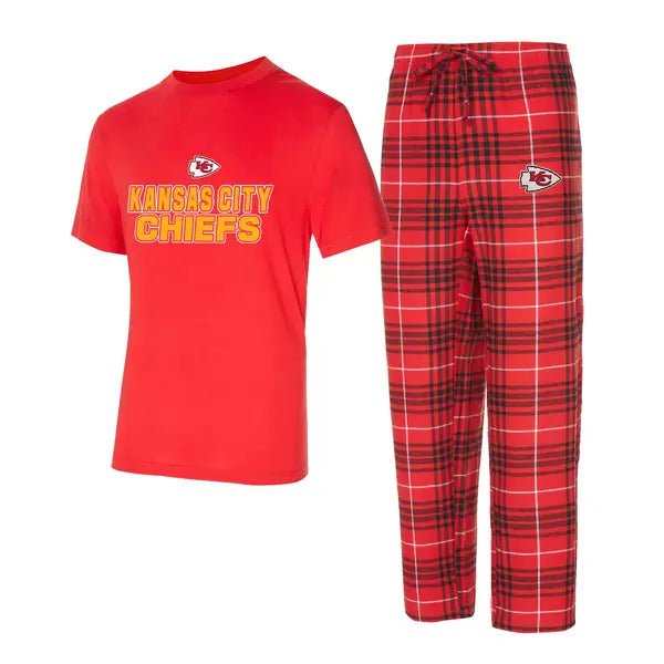 Men's Concepts Sport Red/Black Kansas City Chiefs Vector T-Shirt & Flannel Pants Sleep Set