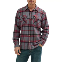 Wrangler® Men's and Big Men's Relaxed Fit Brushed Flannel Shirt with Long Sleeves