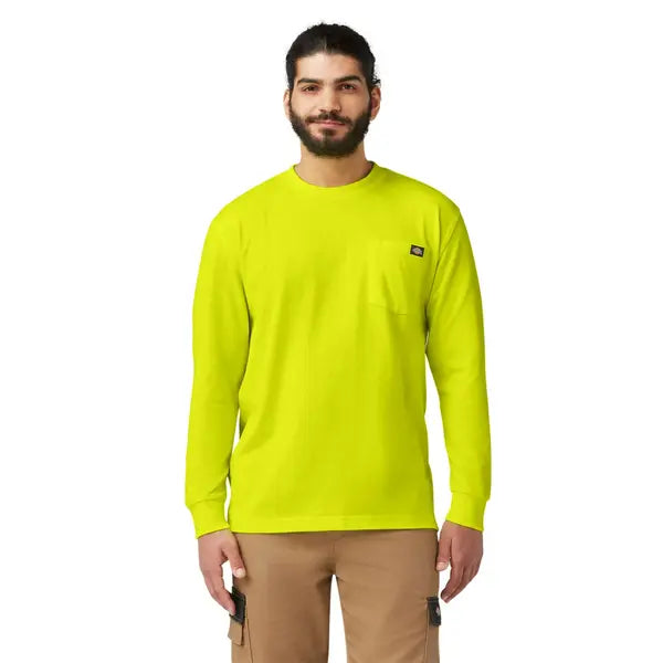 Dickies Men's and Big Men's Long Sleeve Heavyweight Hi-Vis Pocket T-Shirt