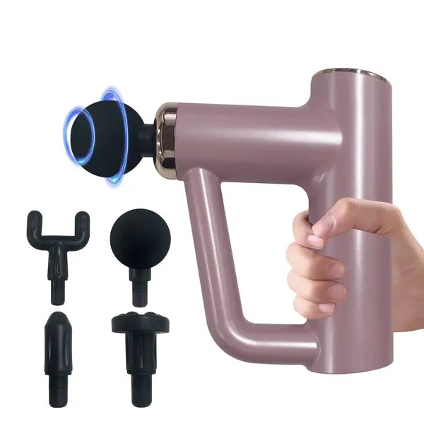 Rirool Muscle Massage Gun with 6 Speeds and 4 Heads, Portable Body Massager