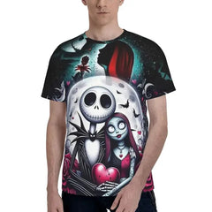 Nightmare Before Christmas Shirt Halloween Jack Sally Shirts 3D Printed Fashion Short Sleeve Unisex Cartoon Shirt