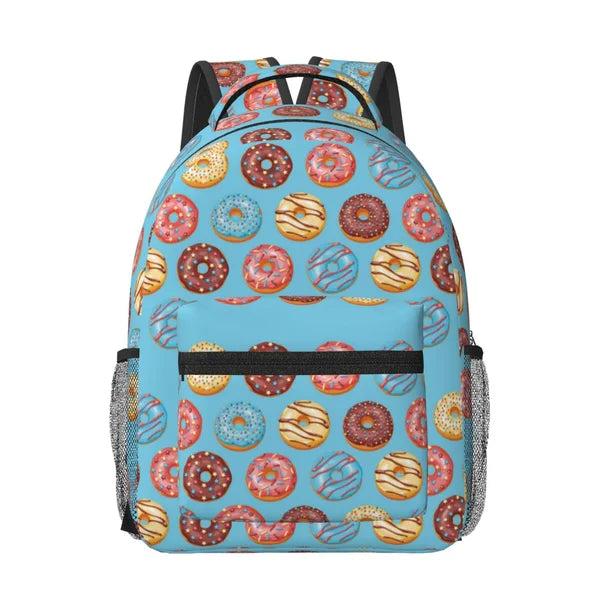 Rocae Cute Donut for Comfortable Student Backpack - Lightweight ,Durable School Bag Ideal for Middle School, High School, and College