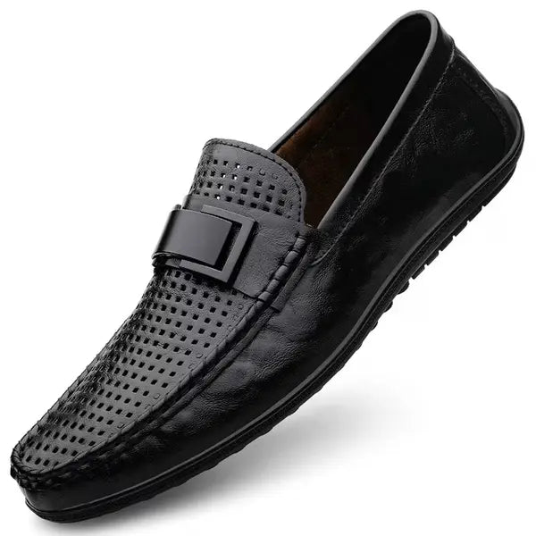 Spring Summer New Men's Casual Hollow Loafers Slip On Breathable Leather Flats Boat Shoes Driving Shoes Moccasins Comfort Walking Shoes