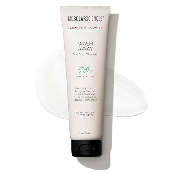 MDSolarSciences Wash Away One Step Cleanser, Gentle Foaming Oil Cleanser with Salicylic Acid, Apple & Pineapple Extracts, Hydrating, Exfoliating & Purifying Clean